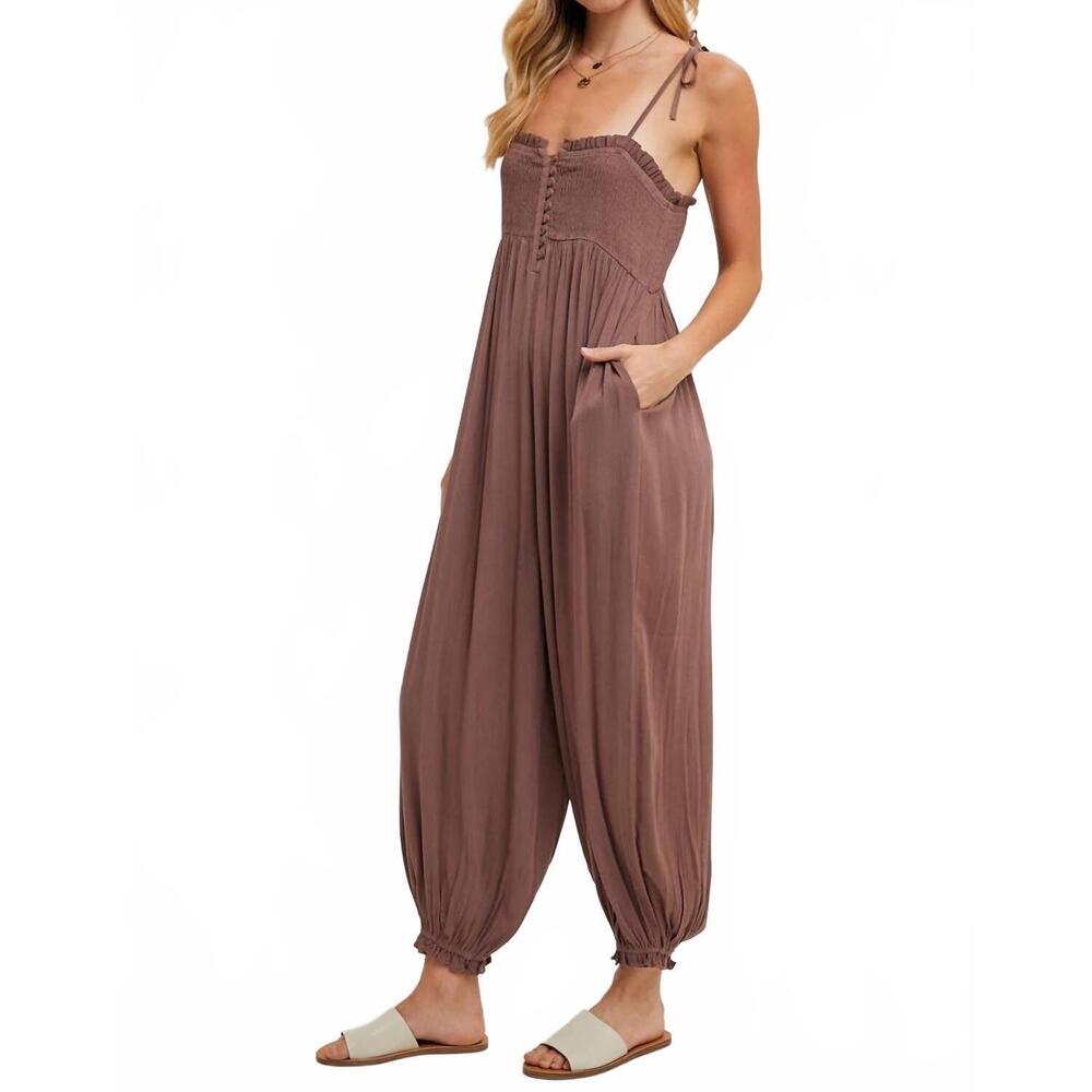 NEW BLUIVY shoulder tie jumpsuit in mocha - Picture 8 of 8